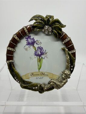 Olive Green and Brown Decorative Photo Frame with palm tree & monkey